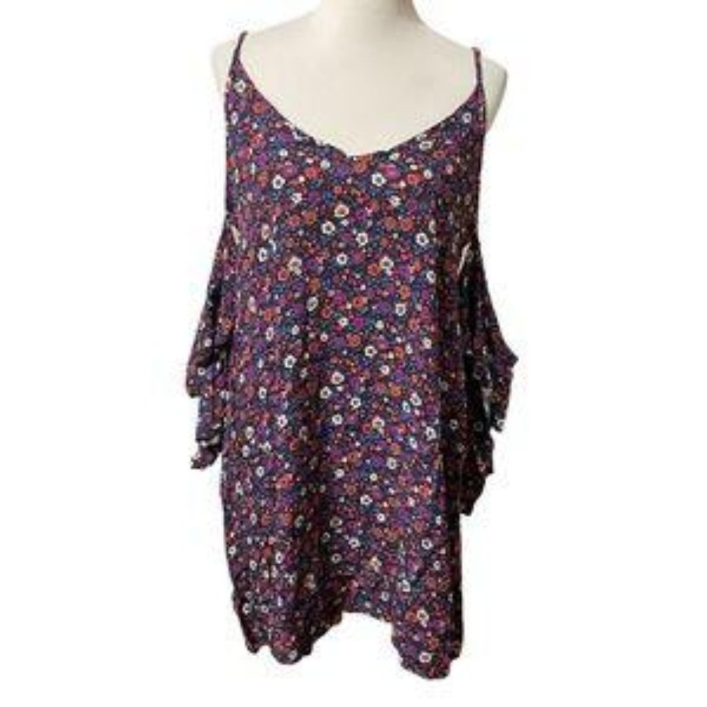 Itsk Miley & Molly Floral Midi Dress with Bell Sleeves/ Cold Shoulder Mediu